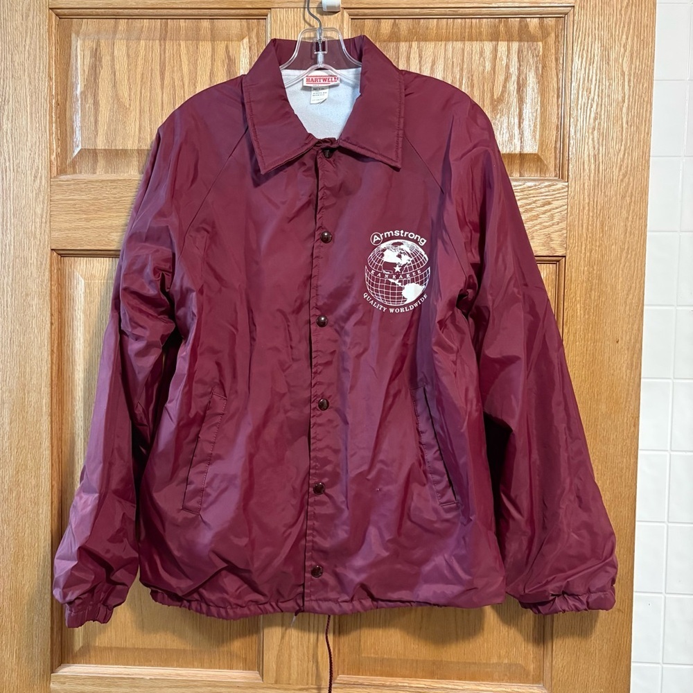 Vtg Hartwell Men’s Medium M 38-40 Armstrong Jacket Snap Burgundy Made USA Grunge